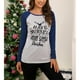 thumbnail image 1 of Camiseta de manga larga con diseño de patchwork para mujer, jersey navideño para mujer, camiseta estampada de manga larga para mujer, camiseta con bloques de color para mujer, funcionalidad versátil, 1 of 6