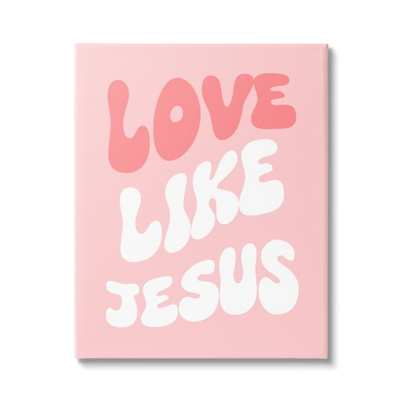 Stupell Industries Love Like Jesus Retro Inspirational Painting Gallery Wrapped Canvas Art Print Wall Art, 16 x 20