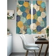 thumbnail image 4 of Teal Yellow Circle Sheer Curtains 63 Inch Length 2 Panels Set, Geometric Abstract Art Voile Window Treatment Rod Pocket Curtains Sheers Drapes for Bedroom/Living Room/Kitchen 52x"63"x2, 4 of 7