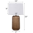 thumbnail image 4 of Mainstays 23 Inch Ribbed Glass Table Lamp with White Shade and Brown Finish, 4 of 5