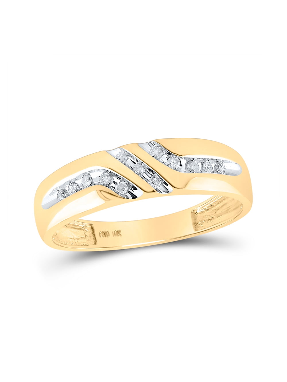 Details about   10k Yellow Gold 0.05Ct TDW Diamond Slant Row Men's Ring H-I, I2 
