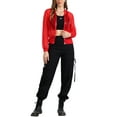 thumbnail image 2 of Chaqueta bomber ligera de mujer con cierre y mangas largas, transparente, color rojo brillante, 2 of 5