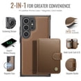 thumbnail image 2 of JEEHOOD Case For Samsung Galaxy S22 Ultra 5G, RFID Blocking Compatible With MagSafe Detachable 2 In 1 Wallet With Snap fastening Card Holder,PU Leather Case,Kickstand Magnetic Protective Cover,Brown, 2 of 8