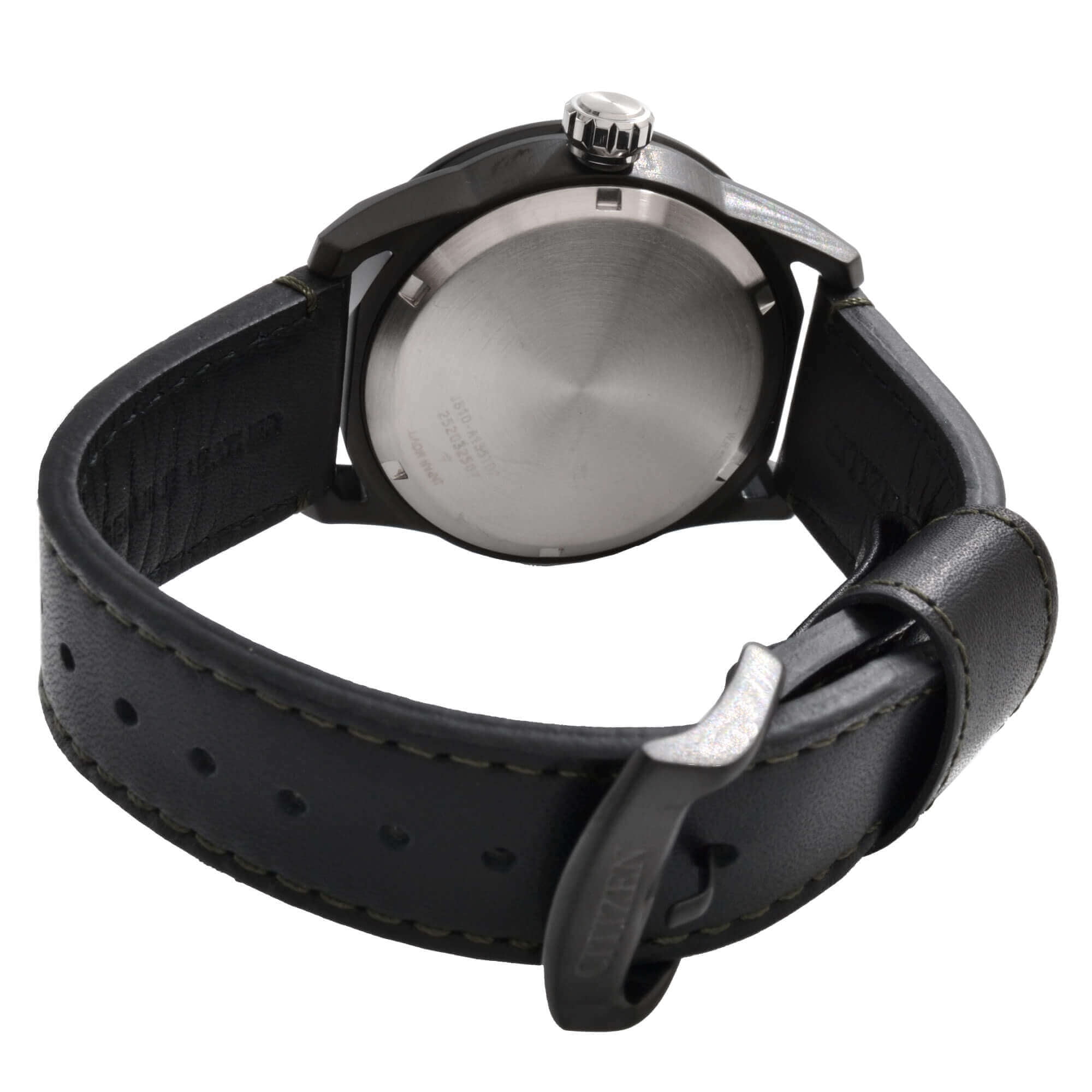 メンズウェア Black Watch Collared Snead Citizen AW1735-03X Men's Avion Eco-Drive Black Leather Strap