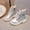 Silver, variant on Cethrio Little Girls Ankle Boots, Breathable Non-Slip Soft Sole Side Zipper Lace-up Boots Silver Size 12(Little Kids)
