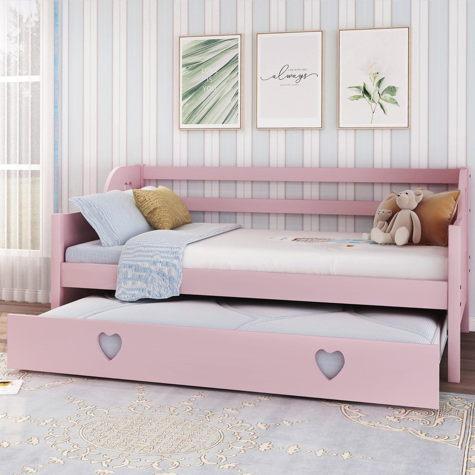 Harper&Bright Designs Solid Wood Twin Daybed with Trundle, Multiple