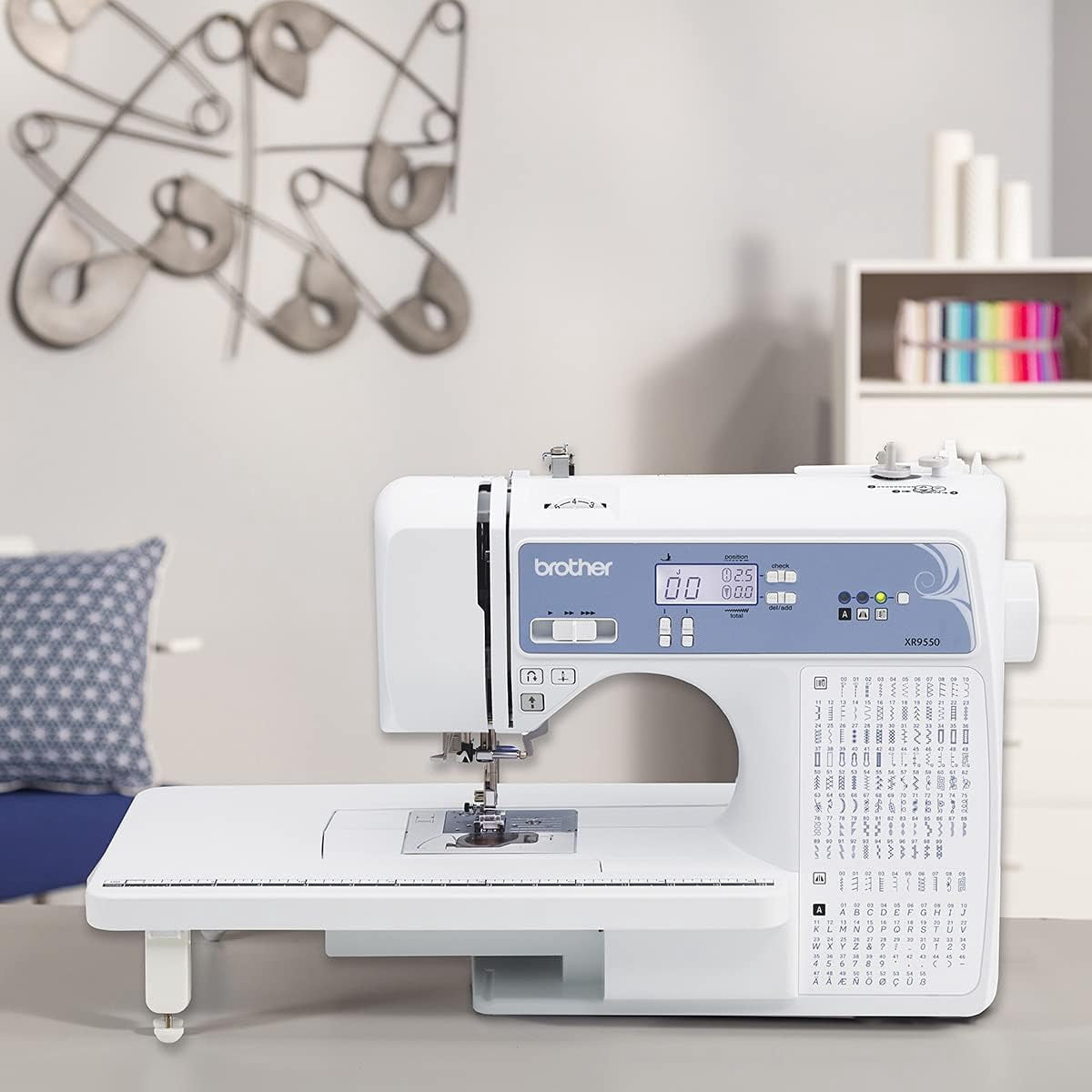 Brother XR9550 Computerized Sewing and Quilting Machine, 165 Built-In Stitches, Wide Table, Hardcase for Carrying and Storage, Premium Sewing Thread 6-Pack and 5-Piece Sewing Machine Needles