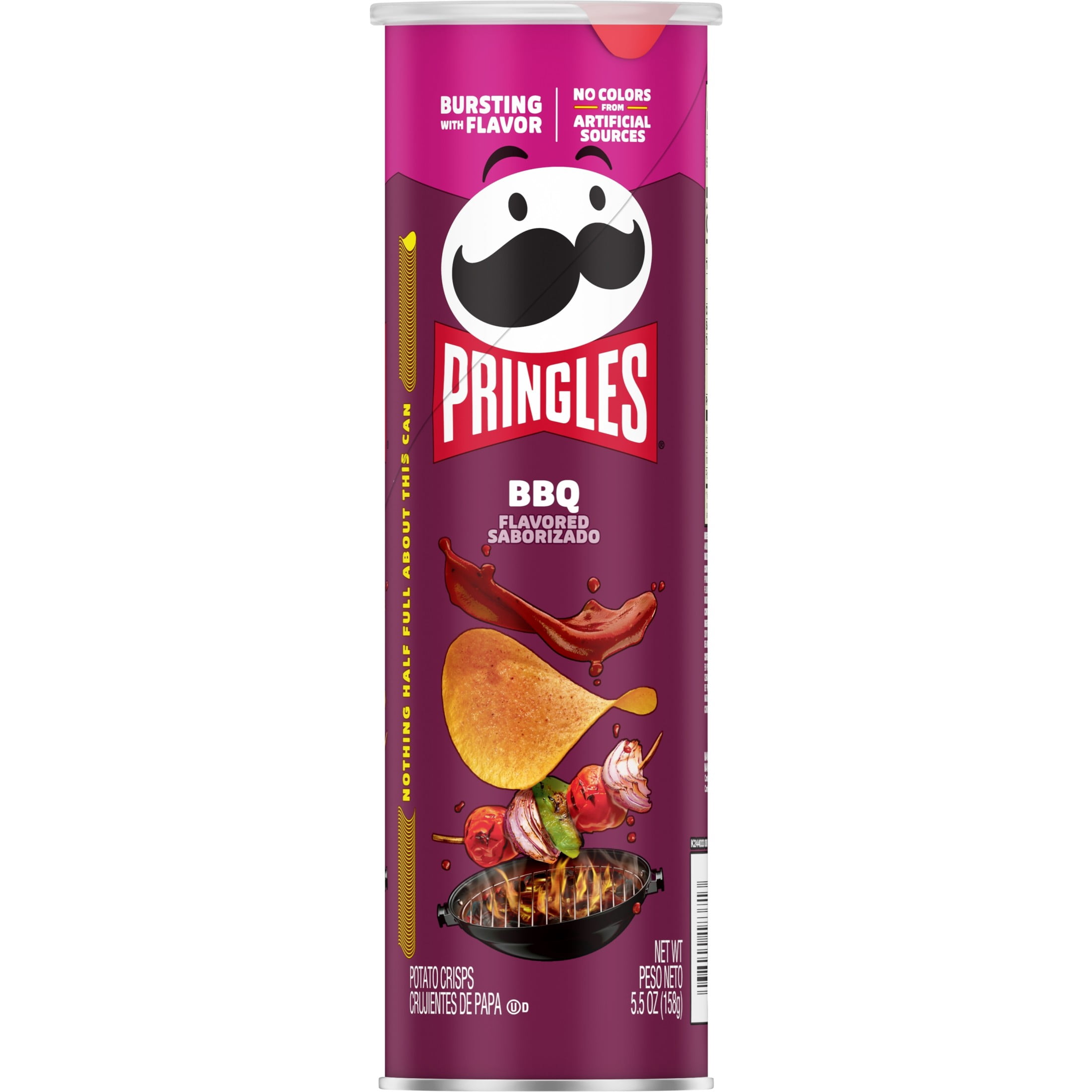 (5 pack) Pringles BBQ Potato Crisps Chips, Lunch Snacks, 5.5 oz Canister
