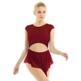 thumbnail image 3 of Linjinx Women Girl's Lyrical Ballet Leotard Contemporary Dance Costumes Latin Dance Outfits Mesh Wine_Red XL, 3 of 7