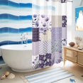 thumbnail image 5 of No Hook Shower Curtain, Spring Floral Shower Curtains for Bathroom with See Through Top Window, Dark Purple Flowers Patchwork Grid Bohemia Waterproof & Washable Bath Curtain Narrow 54"x78", 5 of 9