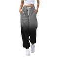 thumbnail image 2 of Loose Pants for Womens Cotton Linen Wide Leg Straight Leg Long Pants Ladies Loose Solid Drawstring Elastic High Waist Long Pants With Pocket, 2 of 5