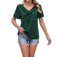 thumbnail image 2 of YHAJDS Women's Plus Size Tops Short Sleeve Round Neck Ruffle Solid Color Loose Blouse, 2 of 5