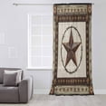 thumbnail image 3 of Country Texas Star Semi Sheer Curtains Drapes for Living Room, Bedroom, French Doors Window 84 Inches Long, Brown Farmhouse Vintage Wooden Rod Pocket Chiffon Curtain Drapery Voile Draperies Panel, 3 of 6