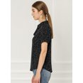 thumbnail image 4 of INSPIRE CHIC Blusa De Gasa Con Cuello Peter Pan Y Manga Corta Con Lunares Para Mujer Negro S, 4 of 6