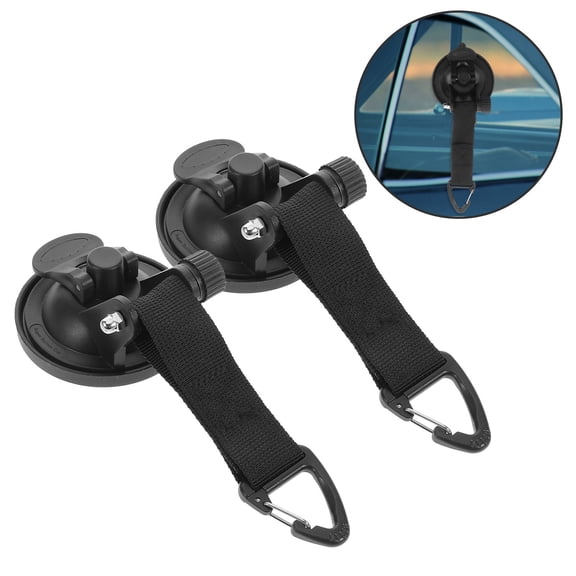 YUNLIGHTS 4Pcs Heavy Duty Suction Cup Hook Rack Black for Secure Camp Awning and Car Tie Down
