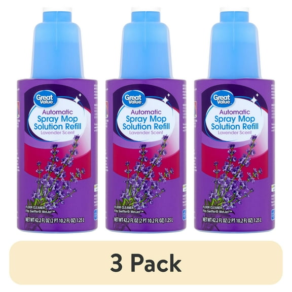 (3 pack) Great Value Auto Spray Mop Floor Cleaning Solution Refill, 42oz Lavender Scent, 1 Count