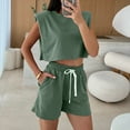 thumbnail image 2 of MSJUHEG Shorts Pants Lounge Sets 2 Piece Sets for Women Summer Workout Sets for Women Summer Outfits for Women 2025 Two Piece Short Set for Women Athleisure Sets Women Green 2XL, 2 of 4