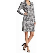 Romeo and Juliet Couture BLACK/WHITE COMBO Pattern Wrap Dress, US X-Small