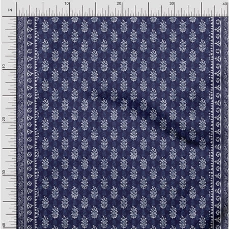 Soimoi Poly Georgette Fabric Leaves Panel Print Fabric by The Yard 52 Inch Wide