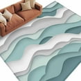 thumbnail image 3 of 6x9 Area Rugs, Teal Ombre Non-Skid Rubber Backing Large Rectangle Rugs - Living Room Bedroom Home Office, Modern Geometric Moire Abstract Art Indoor Floor Mat Carpets Washable Rug, 3 of 9