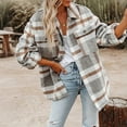 thumbnail image 4 of SOMER Women's Flannel Plaid Shacket Long Sleeve Button Down Shirts Jacket Coats with Pockets Fall Winter 2025, 4 of 6