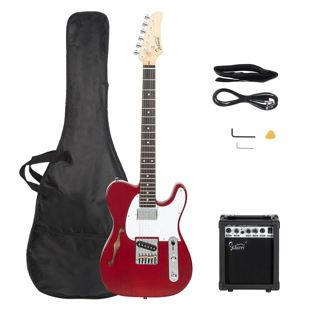 Glarry SemiHollow Beginner Electric Guitar with HS Pickups and Amp Kit
