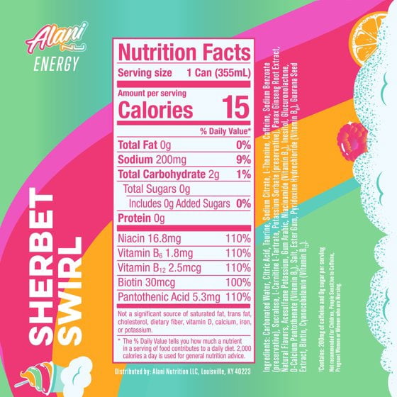 Alani Nu Energy Drink, Cotton Candy , Sherbet Swirl , Blue Slush Variety Pack,Sugar-Free, Low-Calorie, 200mg Caffeine, Energy Boost Drink 12 fl oz (Pack of 3)