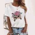 thumbnail image 2 of Blusa holgada de manga corta con cuello redondo y estampado a la moda para mujer Pompotops  hfajkhk130190, 2 of 9