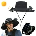 thumbnail image 5 of HBASD Wide Brim Solar Fan Outdoor Fishing Hat for Men, USB & Solar Powered Fan Hat with 2 Solar Fans, 360°UV Protection Sun Hat (A), 5 of 10