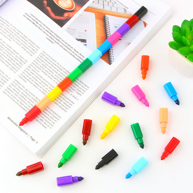 Rainbow Pencils Stackable Crayons Creative Rainbow Colored Pencils For Kids  12-Color Stacking Pen Favor For