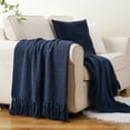 thumbnail image 5 of Battilo Navy Blue Knit Throw Blanket, Soft Warm Cozy Decorative Throw for Living Room, 50"x60", 5 of 8