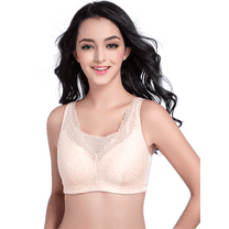 BIMEI Mastectomy Bra with Pockets for Breast Prosthesis Women Everyday Lace Bra 8708,Beige,38B