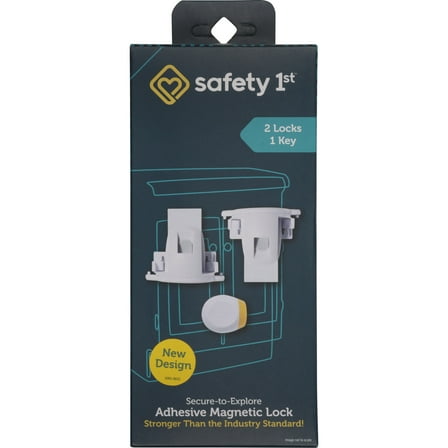 Safety 1st Secure-to-Explore Adhesive Magnetic Locks 2 Locks/1 Key, White