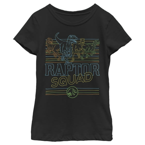 Girl's Jurassic World: Camp Cretaceous Retro Raptor Squad  Graphic Tee Black Large