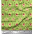 thumbnail image 1 of Soimoi Green Cotton Duck Fabric Flower & Leaves Watercolor Fabric Prints By Yard 44 Inch Wide, 1 of 3