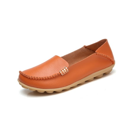 

Gomelly Womens Loafers Comfort Casual Shoes Slip On Flats Breathable Moccasins Driving Work Nurse Shoe Orange 4