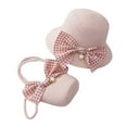 thumbnail image 3 of LOVZFMLL Toddler Girls Straw Bucket Hat with Bowknot Wide Brim Sun Protection Sun Hat and Bag Set for Little Kids Summer Outdoor Beach Play Age 2-8 Years, 3 of 3