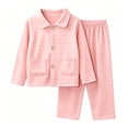 thumbnail image 2 of Mifsaly Pajama Sets for Girls Boys 2 Piece Plaid Long Sleeve Button Down Sleepwear And Long Pants Kids Toddler Soft Breathable Lounge Cotton Nightwear, 2 of 8