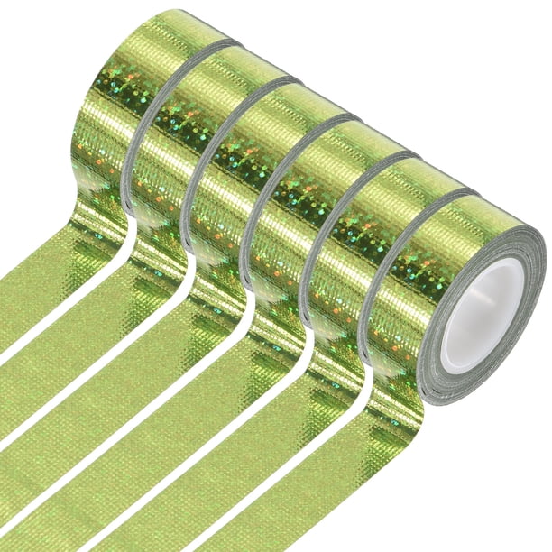 Uxcell 6 Rollos de Cinta Holográfica Cinta Decorativa 0.6 Pulgadas x 5.5 Yardas, Verde