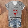 thumbnail image 2 of Tops Cortos para las Mujeres, Halloween Impreso V-Cuello Camiseta de Manga Corta, Tela de Imitación de Moda Casual, 2 of 3