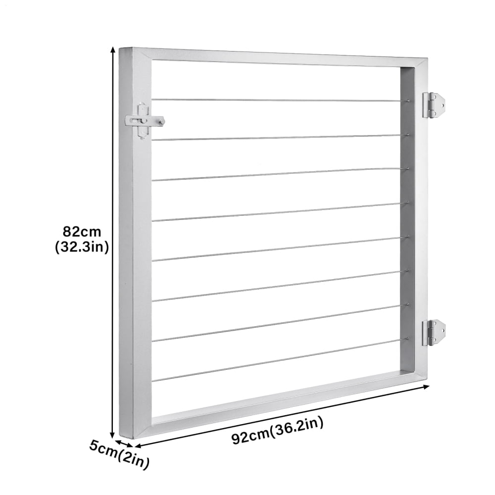 Carbon Steel Cable Railing Gate 36"x23", Heavy Duty Outdoor Deck Gate with Latch for Patios(Silver)