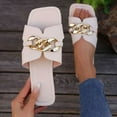 thumbnail image 2 of LOVZFMLL Women's Flat Sandals Summer Casual Square Toe Slippers for Beach Comfort Walking Slides Outdoor Open Toe Slip On Beige 8.5, 2 of 9
