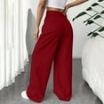 thumbnail image 4 of IDALL Wide Leg Pants Woman Dress Pants Women Womens Casual Wide Leg Dress Pants High Waist Tailored Down Pants With Pockets High Waisted Pants Womens Pants Red L, 4 of 8