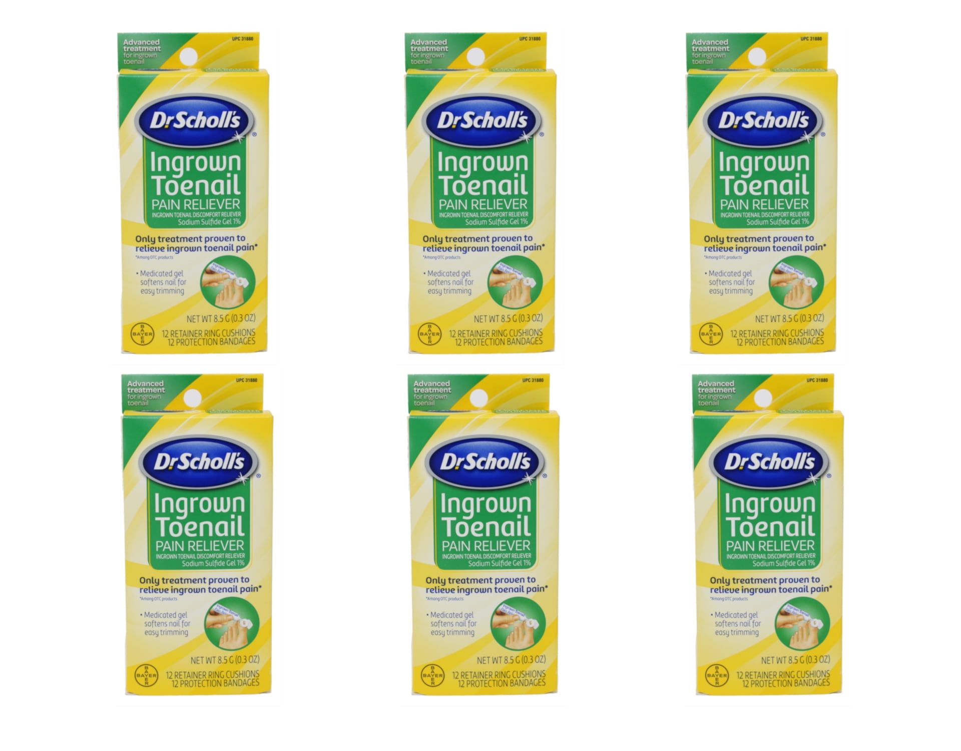6 Pack Dr Scholl's Ingrown Toenail Pain Reliever Gel Kit 0.3oz Each