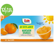 Dole Fruit Bowls Mandarin Oranges in 100% Fruit Juice, 4 oz (12 Cups)