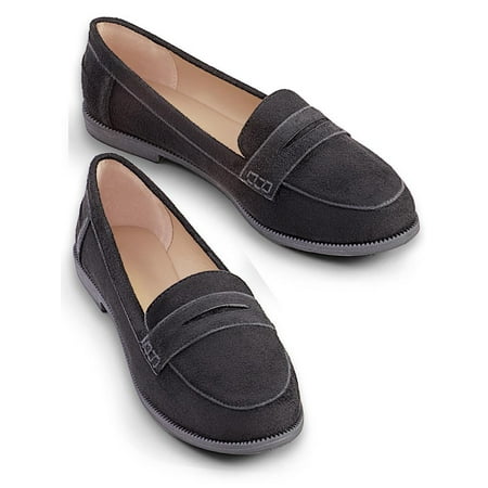 Collections Etc Women's Classic Penny Loafers BLACK