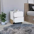 thumbnail image 3 of HomeRoots 20 in. Two Drawer Faux Wood Nightstand, White, 3 of 9