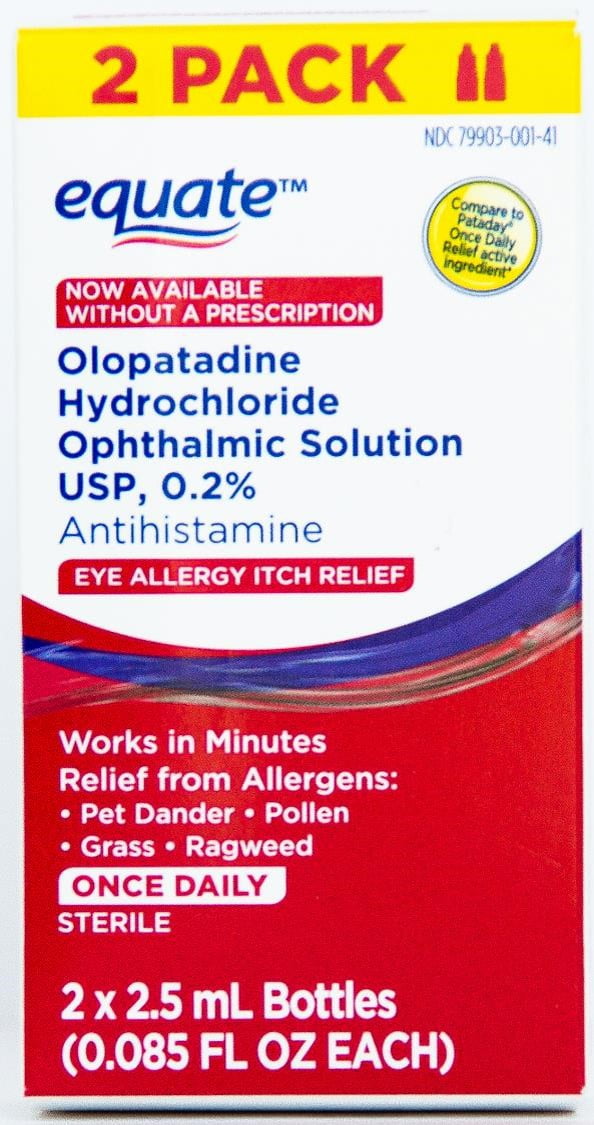 Equate Olopatadine 0.2 Ophthalmic Eye Drops for Eye Allergy Itch