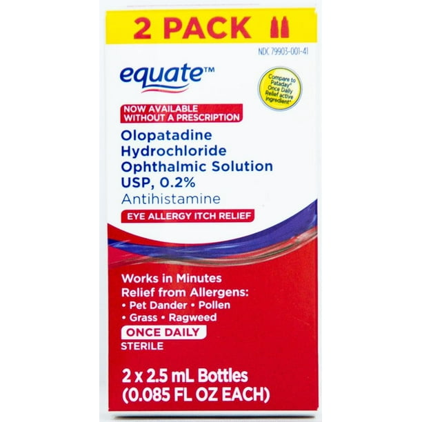 Equate Olopatadine 0 2 Ophthalmic Eye Drops For Eye Allergy Itch Relief And Dry Eyes 2 5 Ml Walmart Com