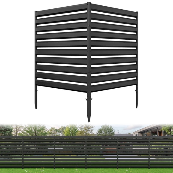 BESFUR 42" H x 38" W Metal Privacy Fence Panels for Outside, Air Conditioner Fence, Decorative Fence Panels for Patio Privacy, Trash Can Hider Outdoor, Pool Equipment Enclosure(Black/2 Panels)